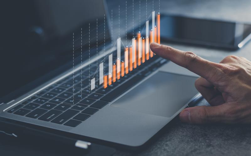 Graph on top of a laptop